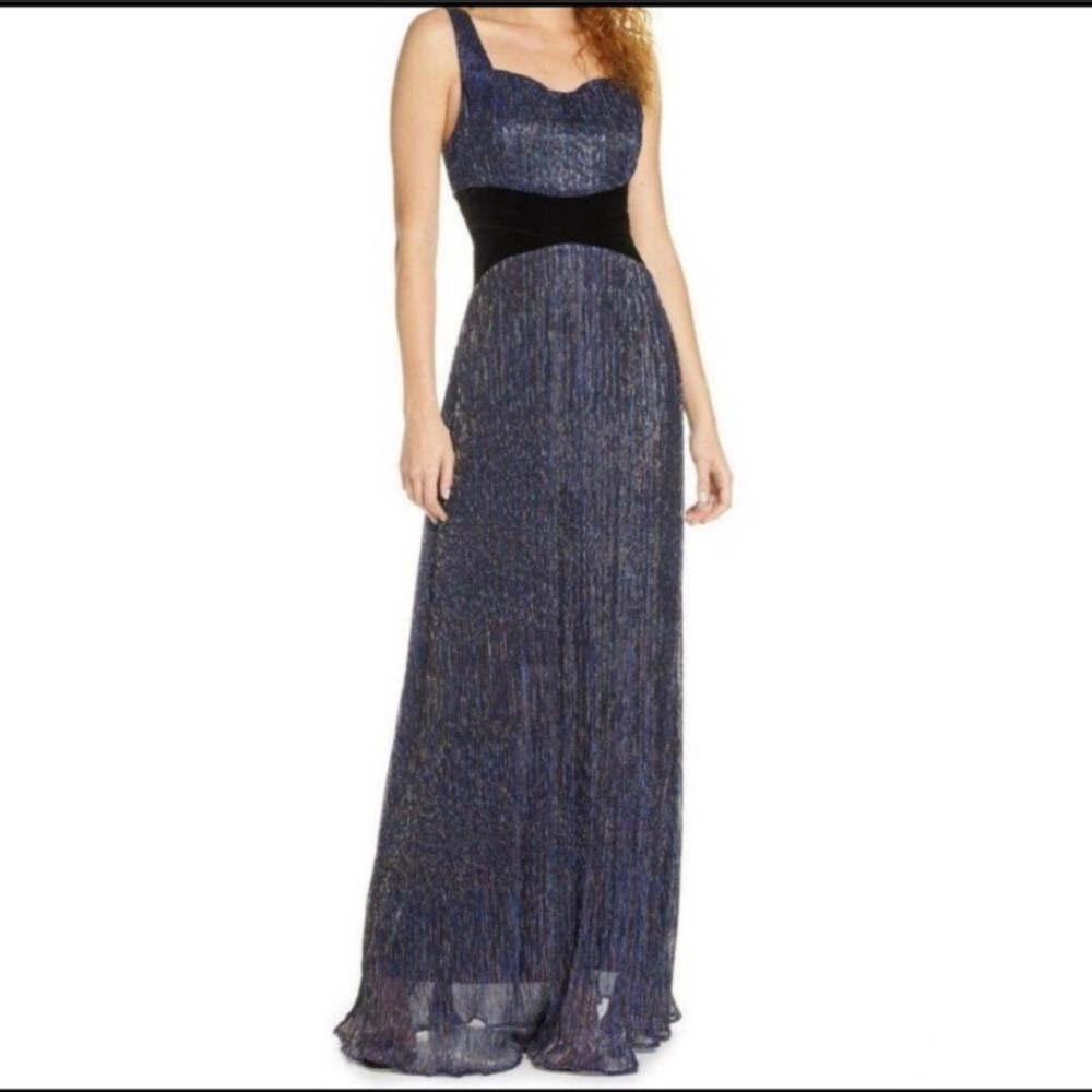 NWOT Foxiedox metallic velvet waist gown